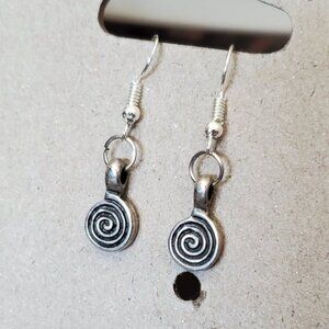 Silver Tone Hook Metal Spiral Bead Dangle Earrings Tony Alexander Jewelry Design
